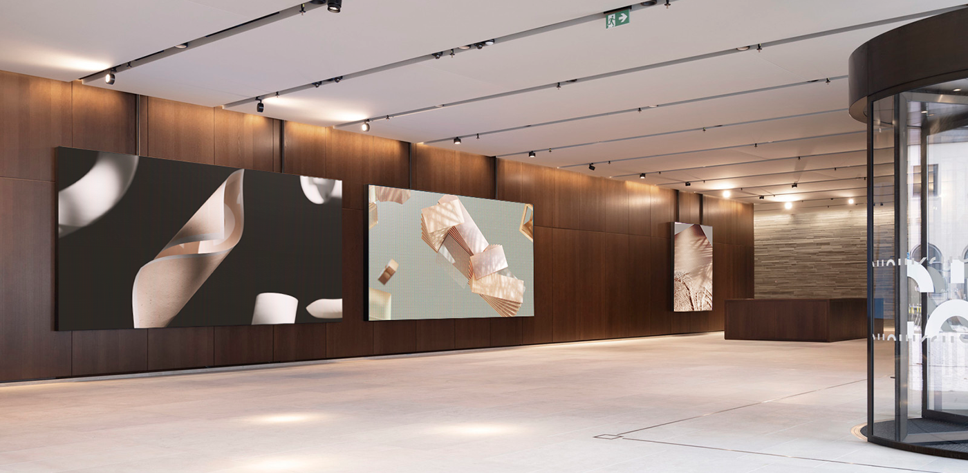 Skjermer i museets foaje