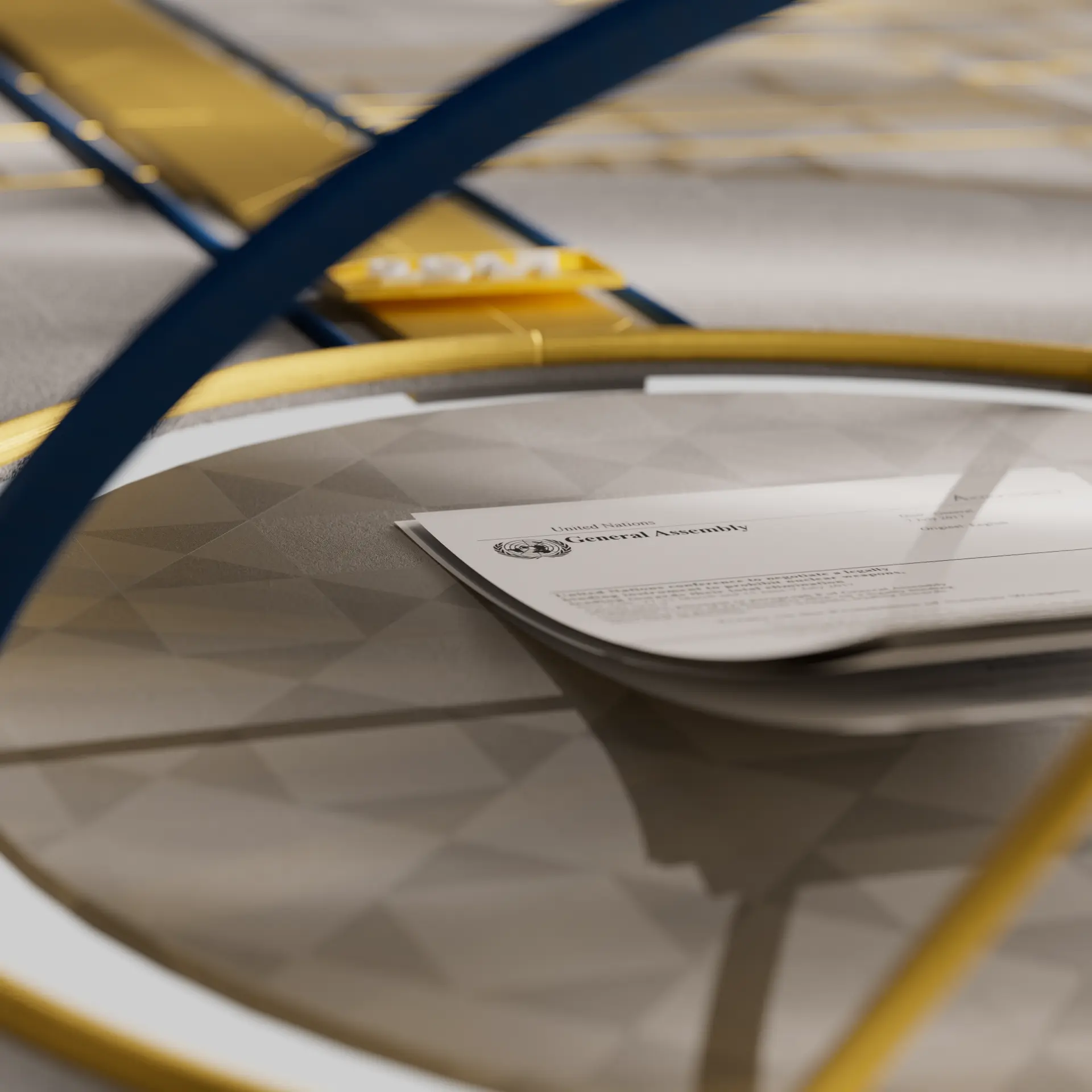 UN General Assembly document on a glass disc