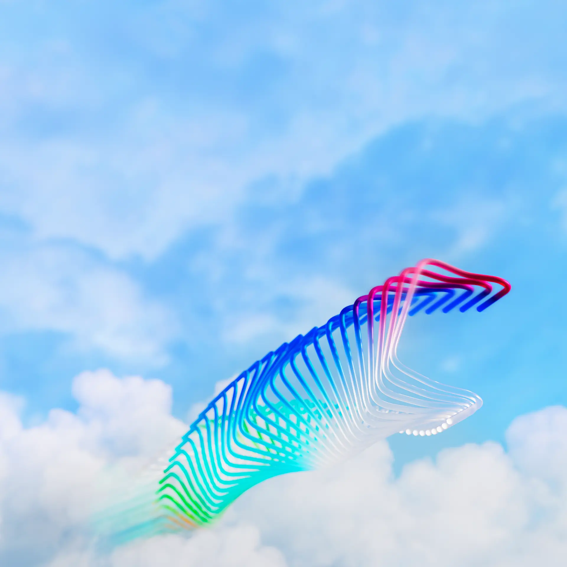 Chromatic ribbon arrow in the sky